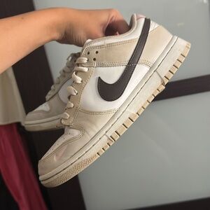 Nike dunk low cream and brown sneakers (Neapolitan colors) & light pink
